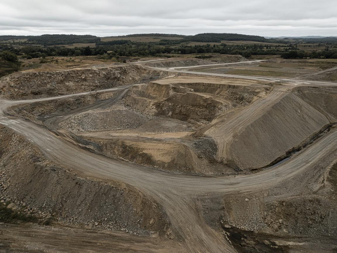 Aerial view across a large earthworks site